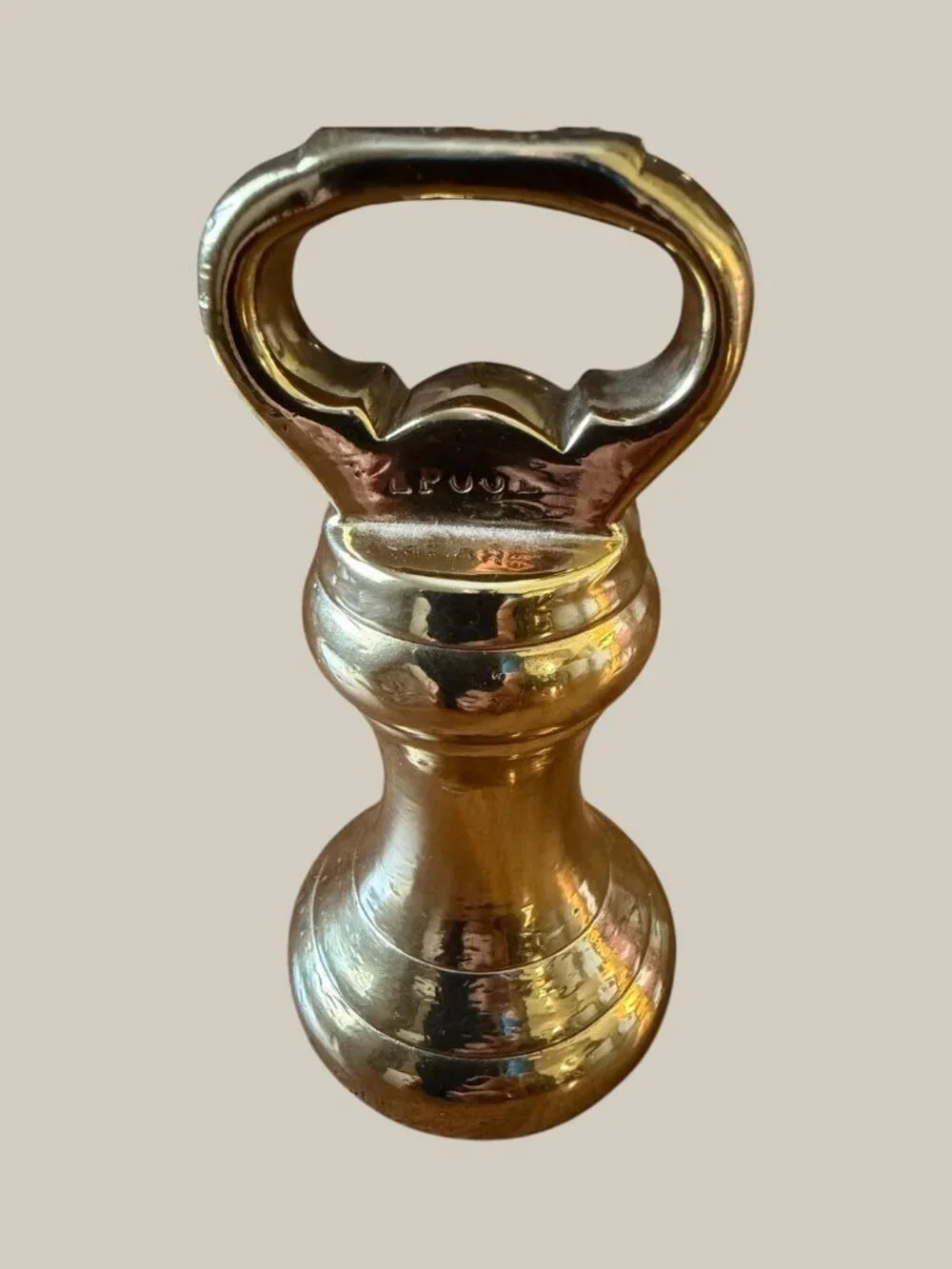 Antique H Pooley Liverpool 2 LB Brass Bell Scale Weight Victorian Edwardian